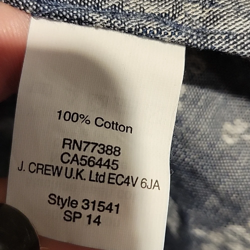 ❤️ J CREW PERFECT FIT CHAMBRAY FLORAL BUTTON DOWN BLUE WHITE COTTON SHIRT, XS